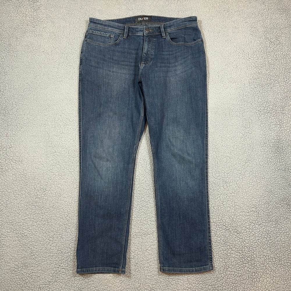 DU/ER‎ Men's Jeans L2X Relaxed Taper Lined Blue Denim Size 32x30 Stretch